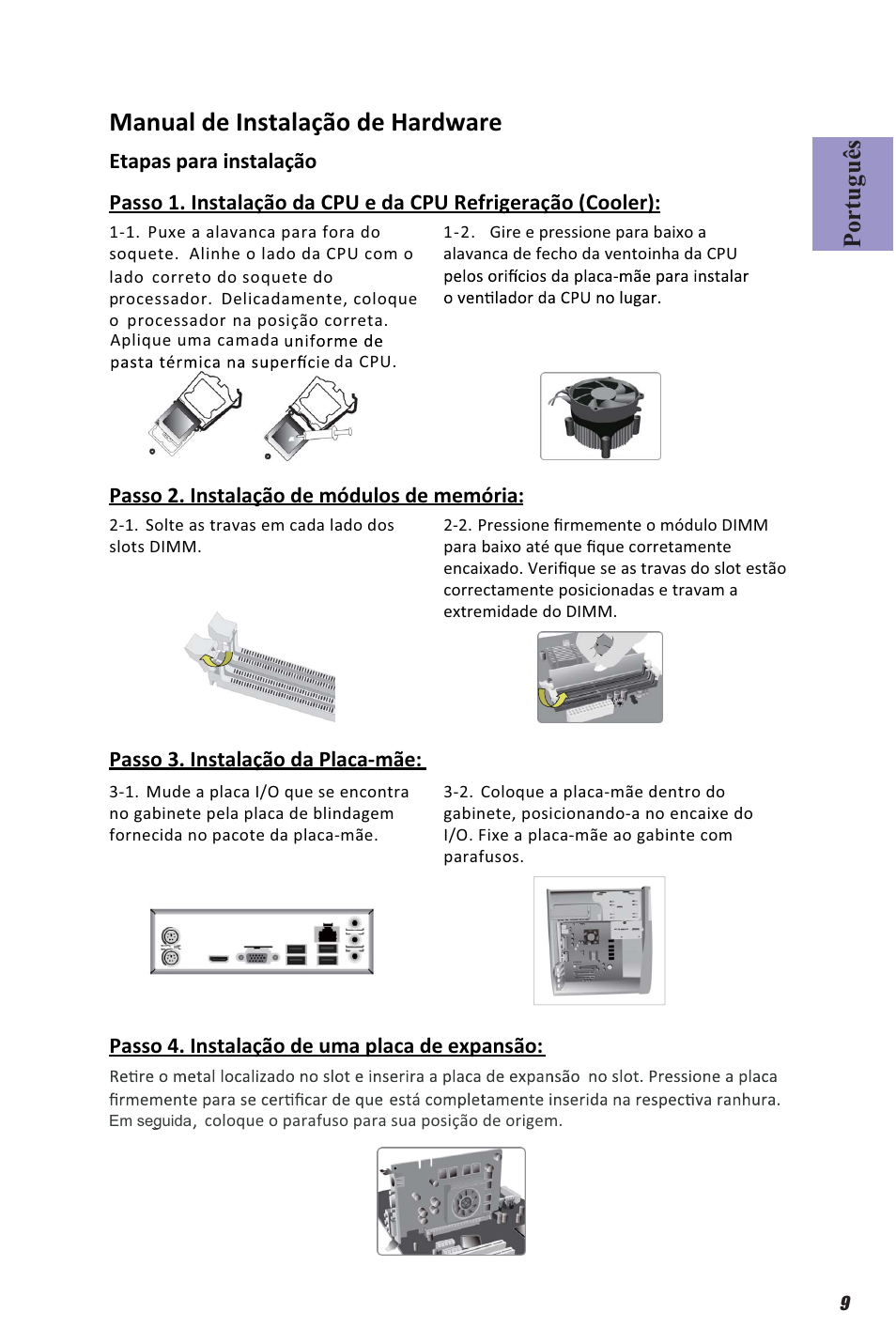 Manual de instalação de hardware, Português | Elitegroup H81H3-M4 (V1.0A) User Manual | Page 11 / 30