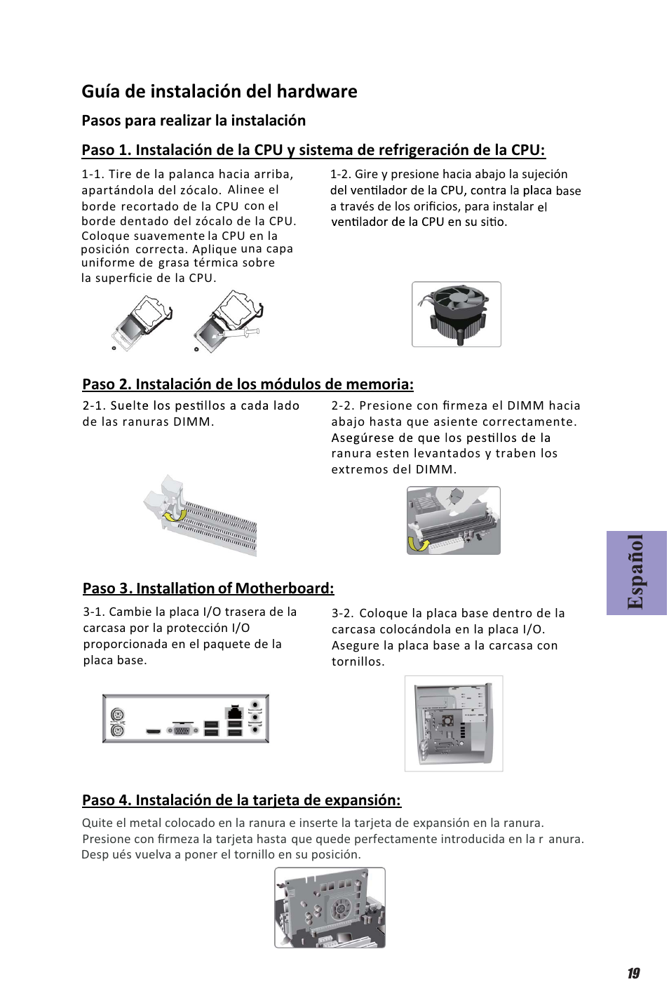 Español, Guía de instalación del hardware | Elitegroup H81H3-M4 (V1.0A) User Manual | Page 21 / 30