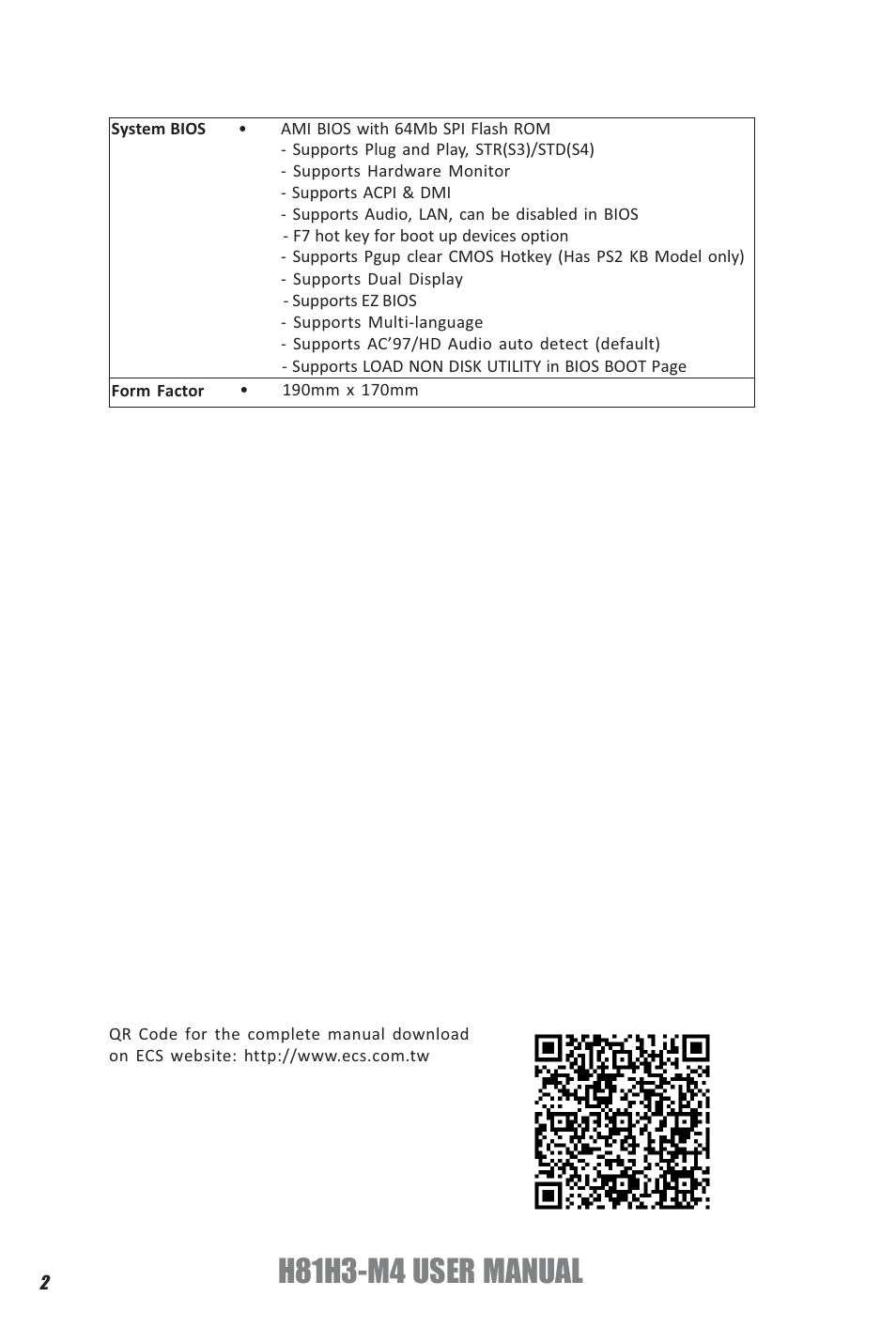 H81h3-m4 user manual | Elitegroup H81H3-M4 (V1.0A) User Manual | Page 4 / 30