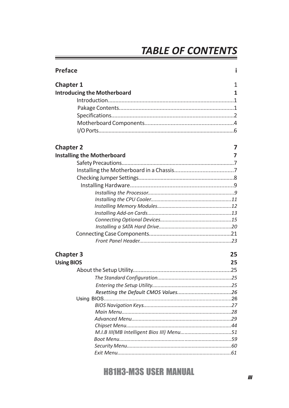 Elitegroup H81H3-M3S/TPM (V1.0) User Manual | Page 3 / 74