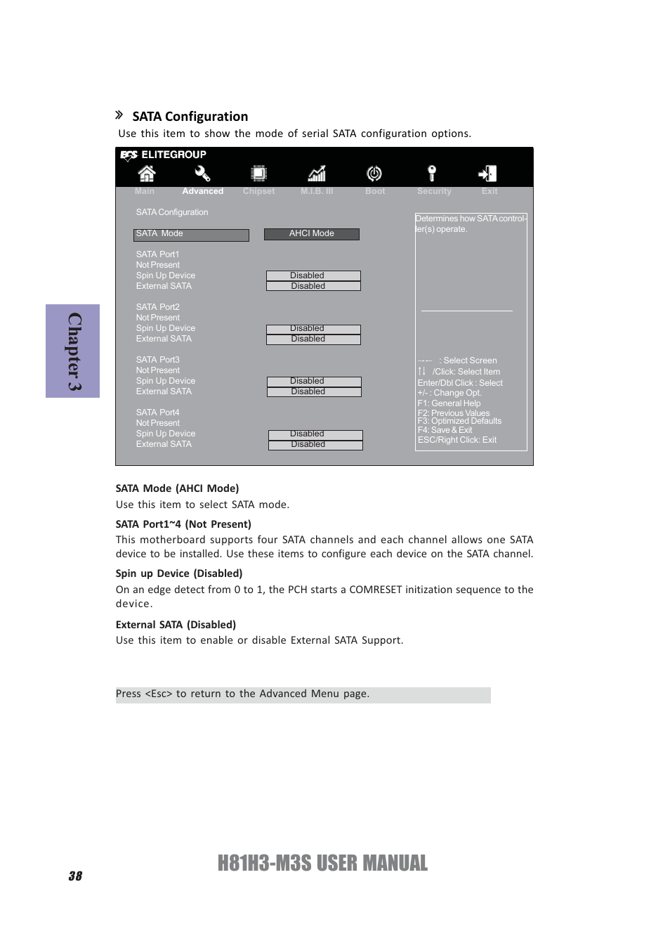 H81h3-m3s user manual, Chapter 3, Sata configuration | Elitegroup H81H3-M3S/TPM (V1.0) User Manual | Page 42 / 74