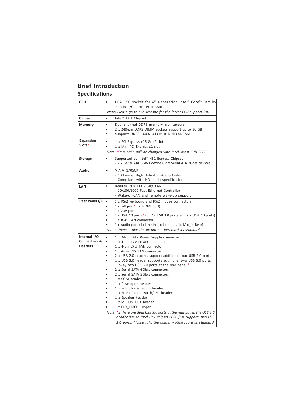 Elitegroup H81H3-I/DVI (V1.0) User Manual | 28 pages