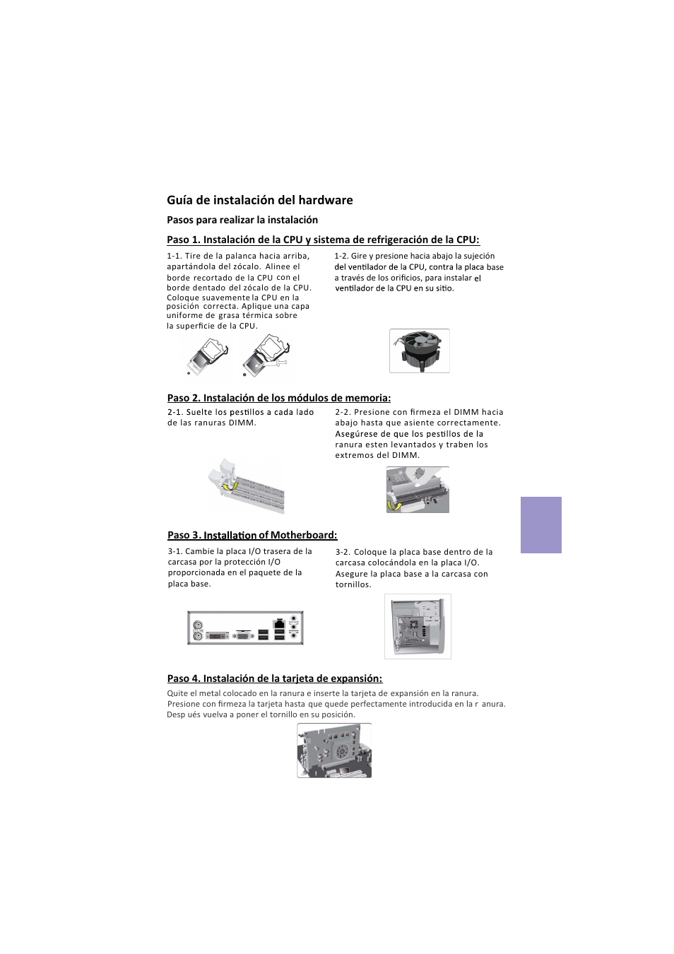 Español, Guía de instalación del hardware | Elitegroup H81H3-I/DVI (V1.0) User Manual | Page 19 / 28