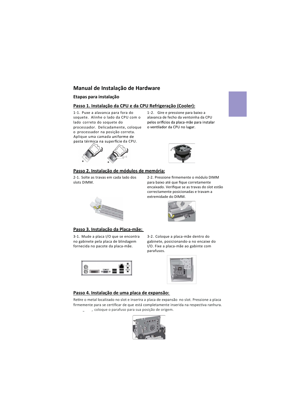 Manual de instalação de hardware, Português | Elitegroup H81H3-I/DVI (V1.0) User Manual | Page 9 / 28