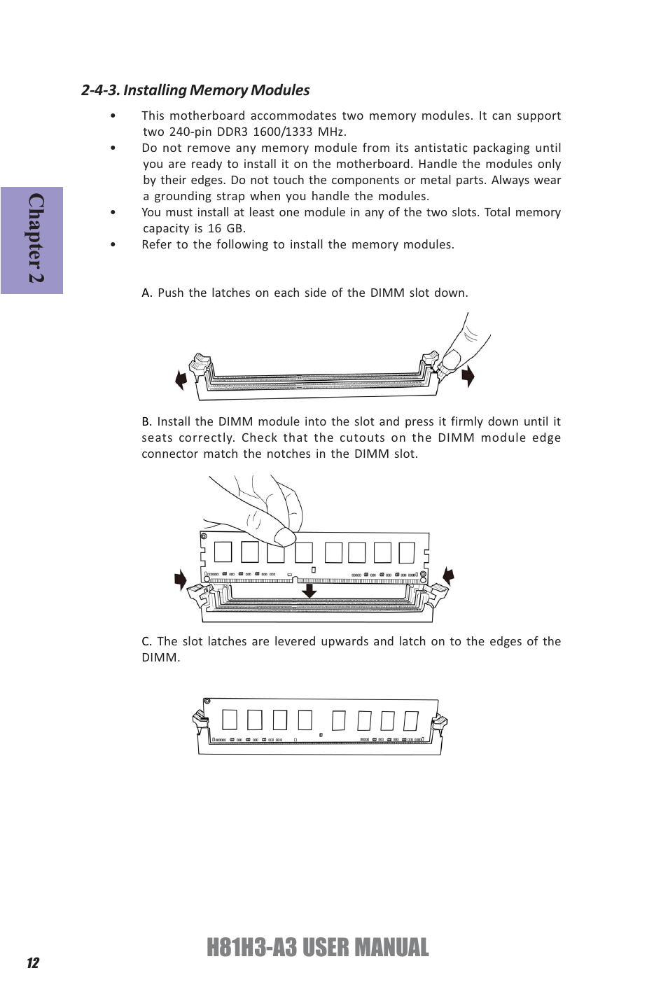 H81h3-a3 user manual, Chapter 2 | Elitegroup H81H3-A3 (V1.0) User Manual | Page 16 / 80