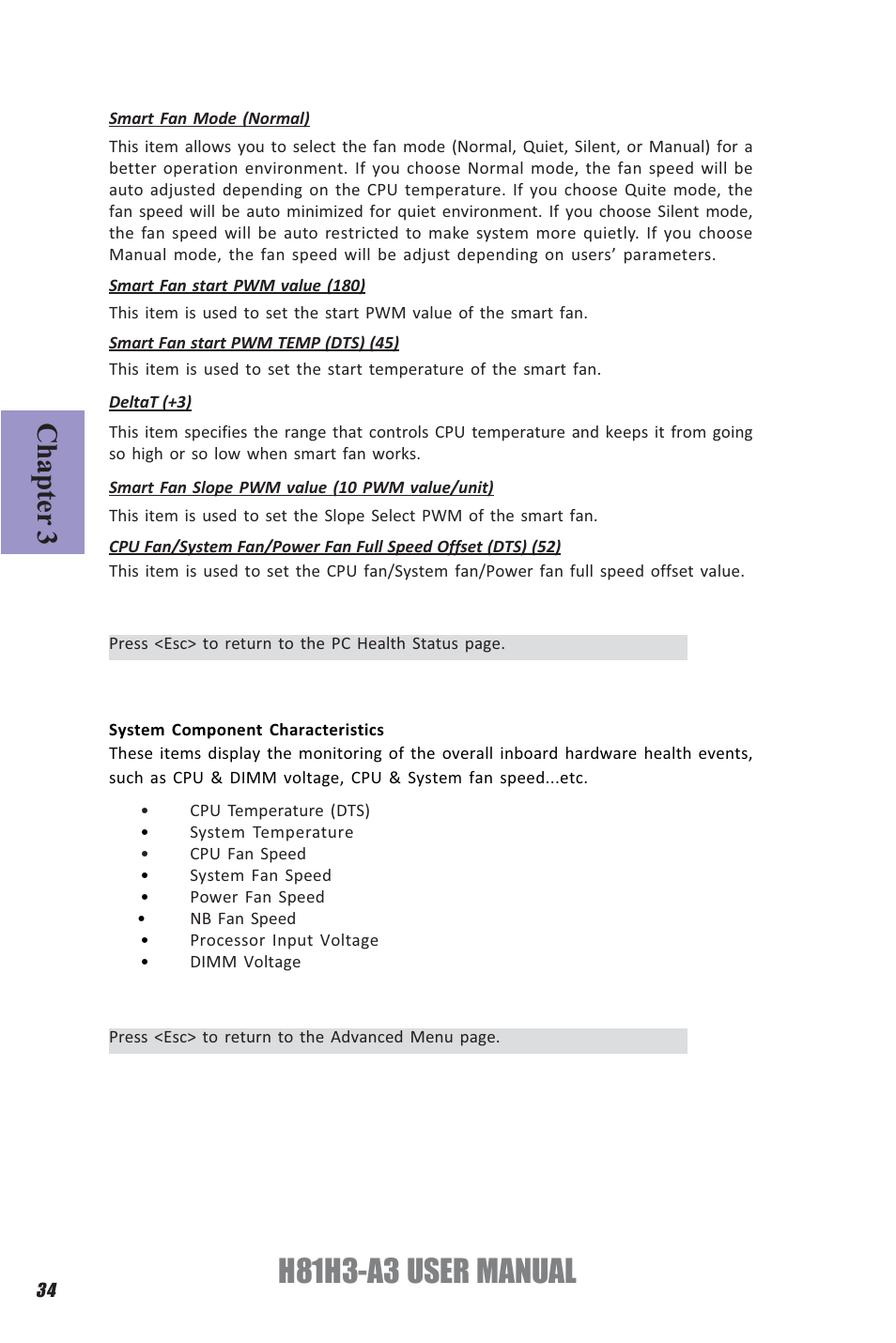 H81h3-a3 user manual, Chapter 3 | Elitegroup H81H3-A3 (V1.0) User Manual | Page 38 / 80