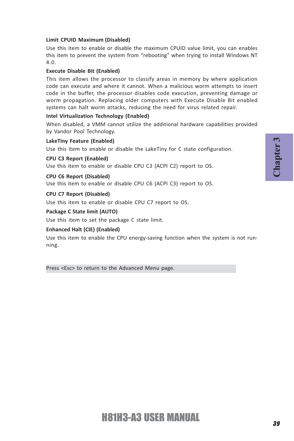 H81h3-a3 user manual, Chapter 3 | Elitegroup H81H3-A3 (V1.0) User Manual | Page 43 / 80