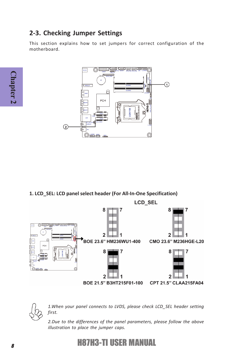 H87h3-ti user manual, Chapter 2, 3. checking jumper settings | Elitegroup H87H3-TI (V1.0) User Manual | Page 12 / 70