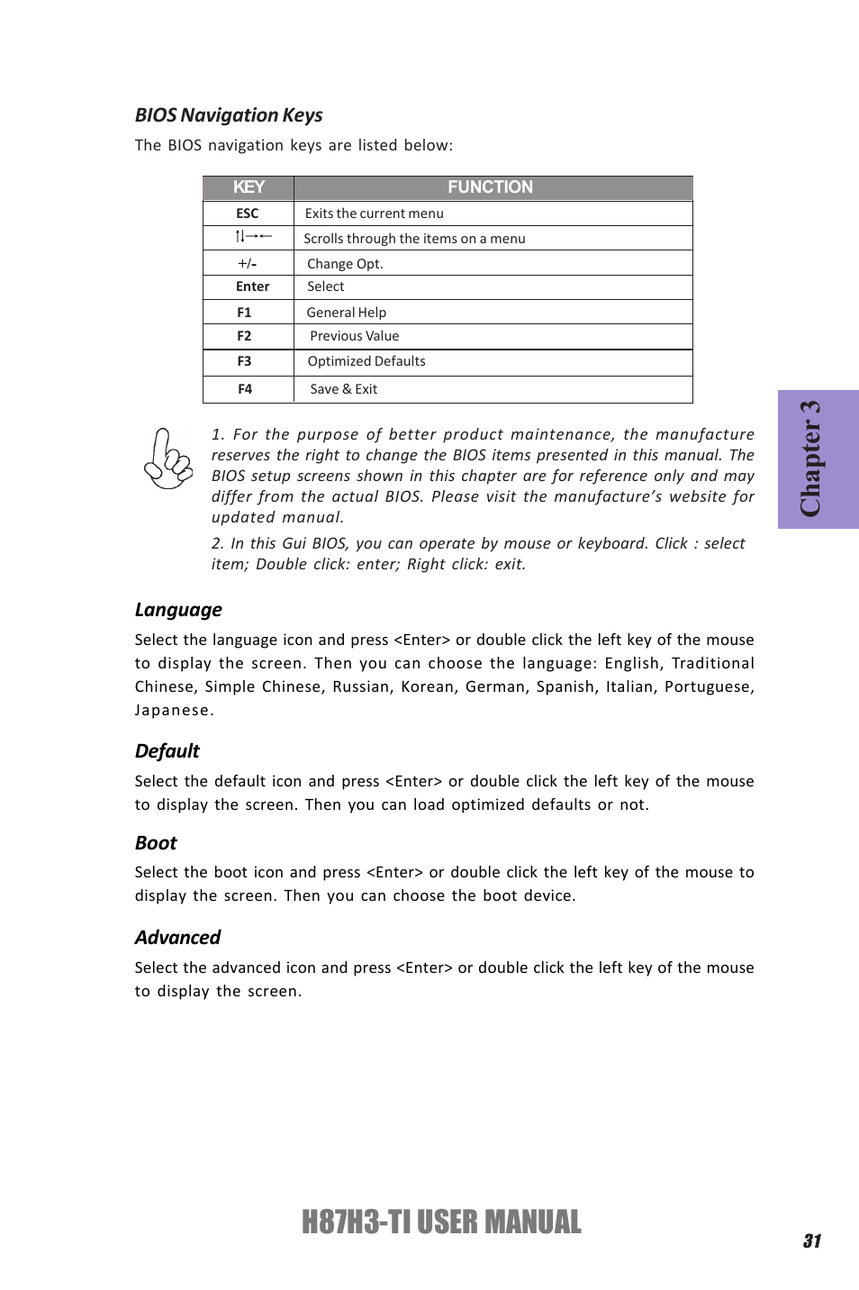 H87h3-ti user manual, Chapter 3 | Elitegroup H87H3-TI (V1.0) User Manual | Page 35 / 70