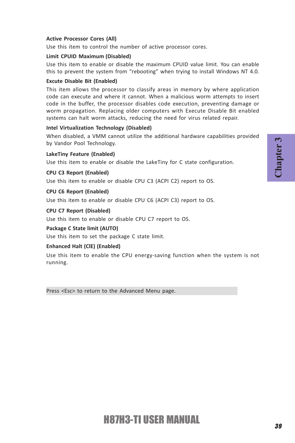 H87h3-ti user manual, Chapter 3 | Elitegroup H87H3-TI (V1.0) User Manual | Page 43 / 70