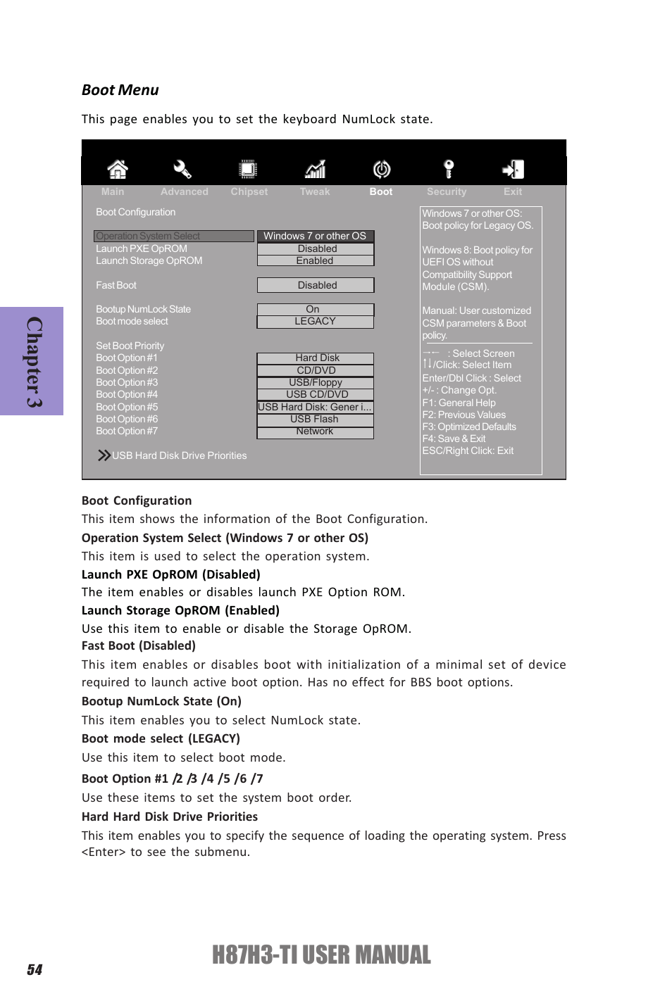 H87h3-ti user manual, Chapter 3, Boot menu | Elitegroup H87H3-TI (V1.0) User Manual | Page 58 / 70