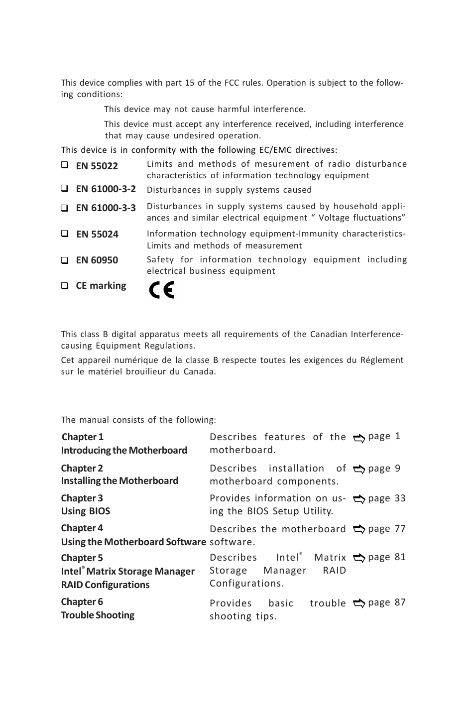 H87h3-m4 user manual, Declaration of conformity, Canadian department of communications | About the manual | Elitegroup H87H3-M4 (V1.0) User Manual | Page 2 / 94