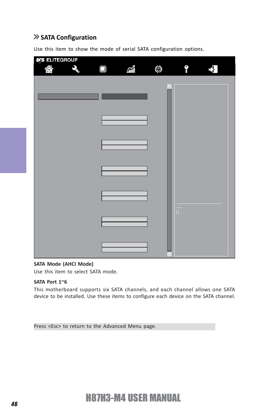 H87h3-m4 user manual, Chapter 3, Sata configuration | Elitegroup H87H3-M4 (V1.0) User Manual | Page 50 / 94