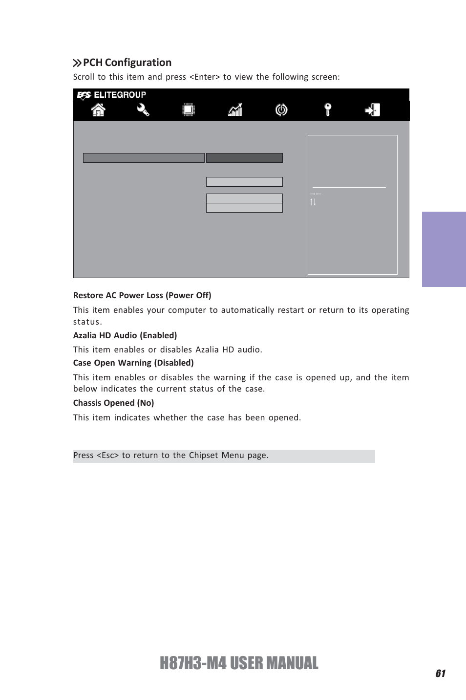 H87h3-m4 user manual, Chapter 3, Pch configuration | Elitegroup H87H3-M4 (V1.0) User Manual | Page 65 / 94