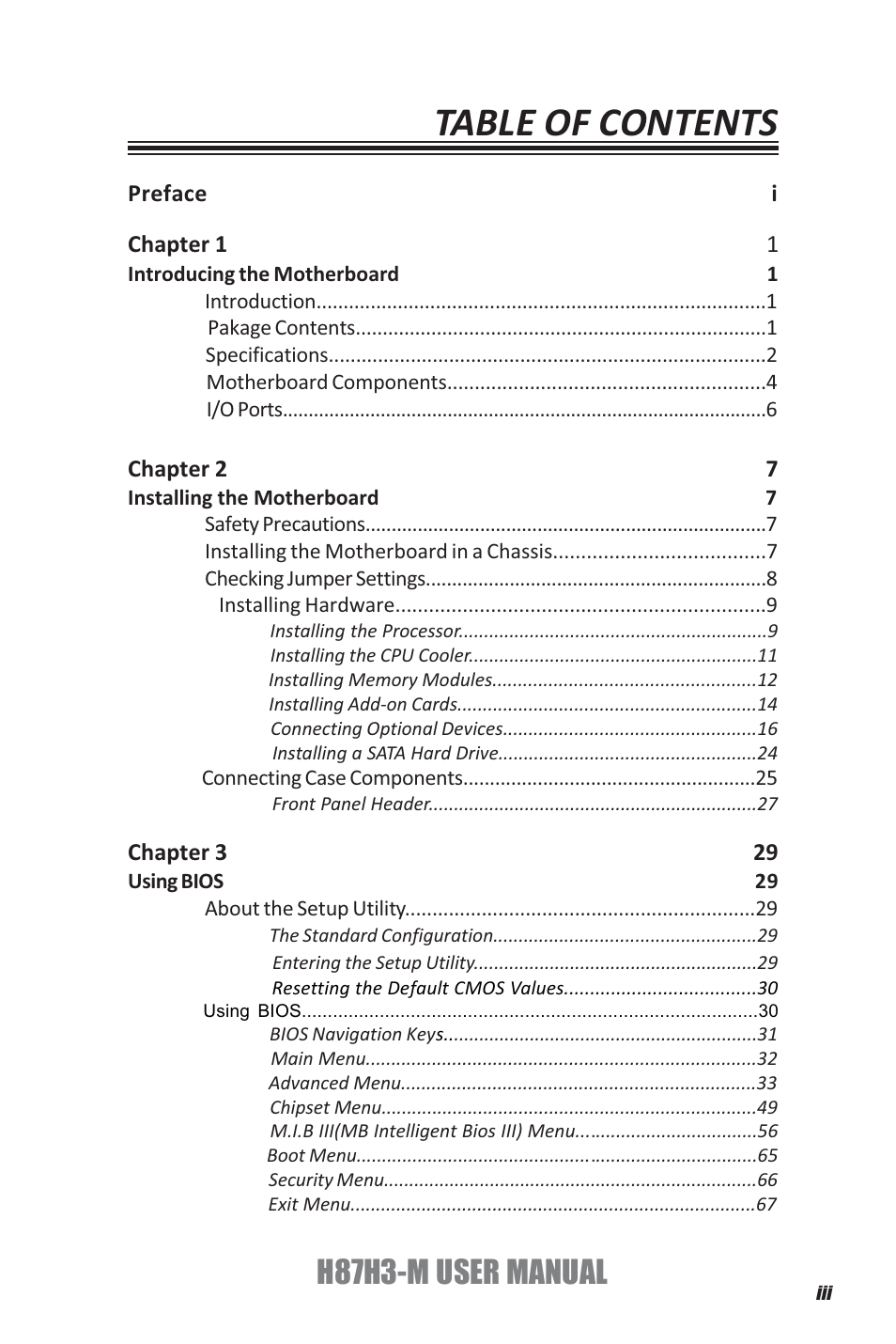 Elitegroup H87H3-M (V1.0) User Manual | Page 3 / 88