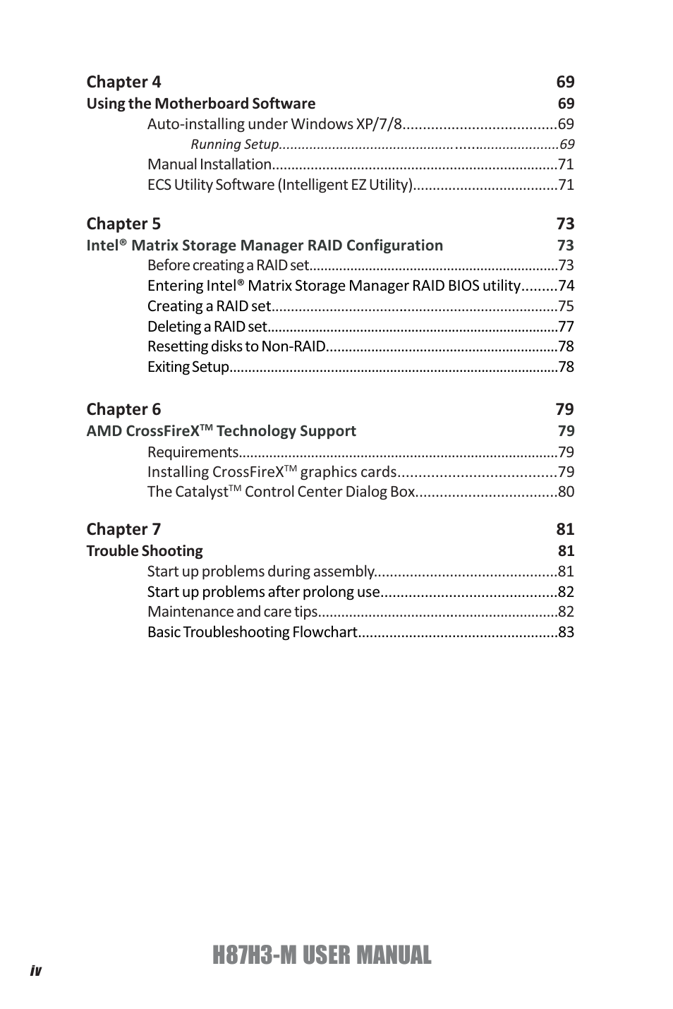 H87h3-m user manual | Elitegroup H87H3-M (V1.0) User Manual | Page 4 / 88
