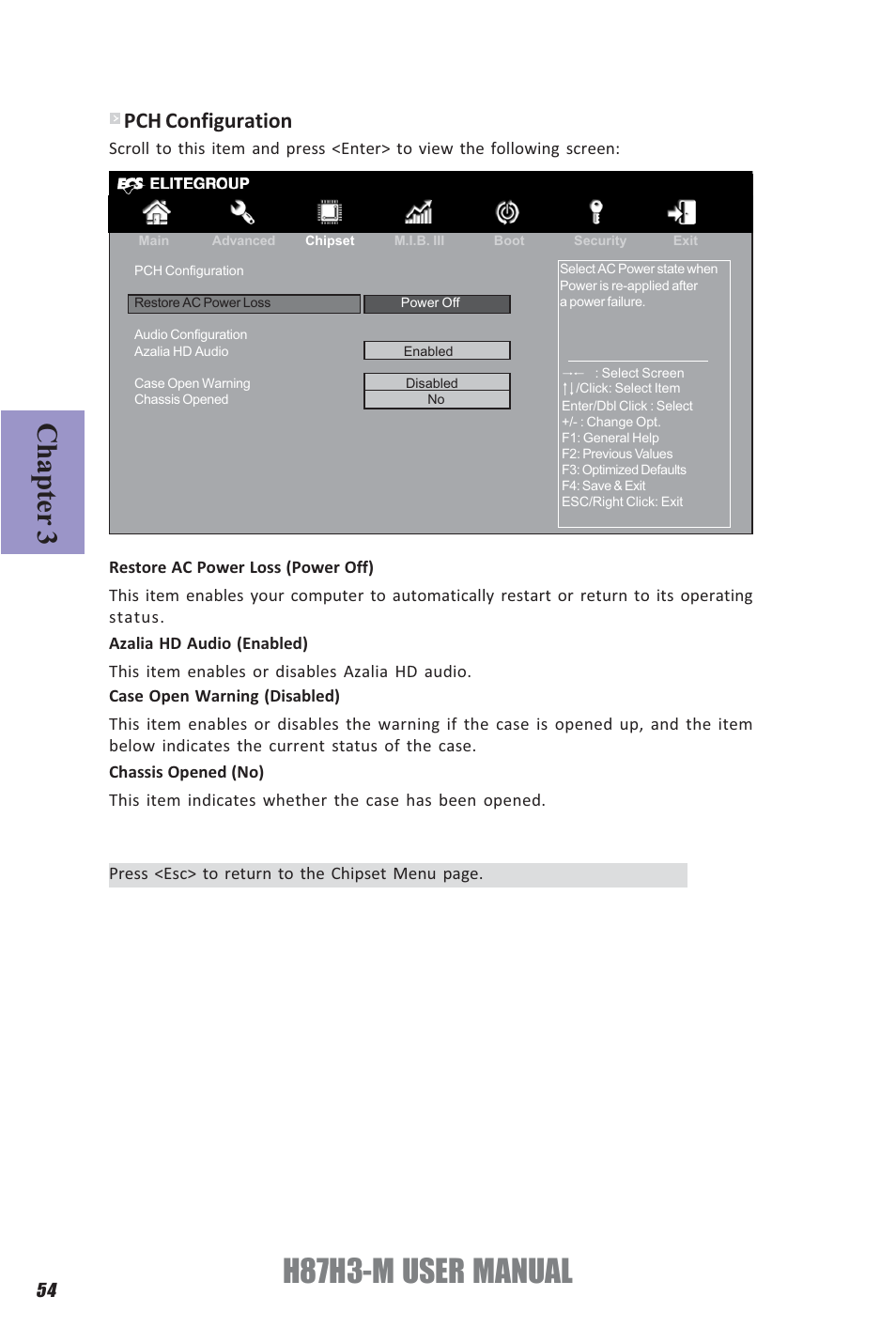 H87h3-m user manual, Chapter 3, Pch configuration | Elitegroup H87H3-M (V1.0) User Manual | Page 58 / 88