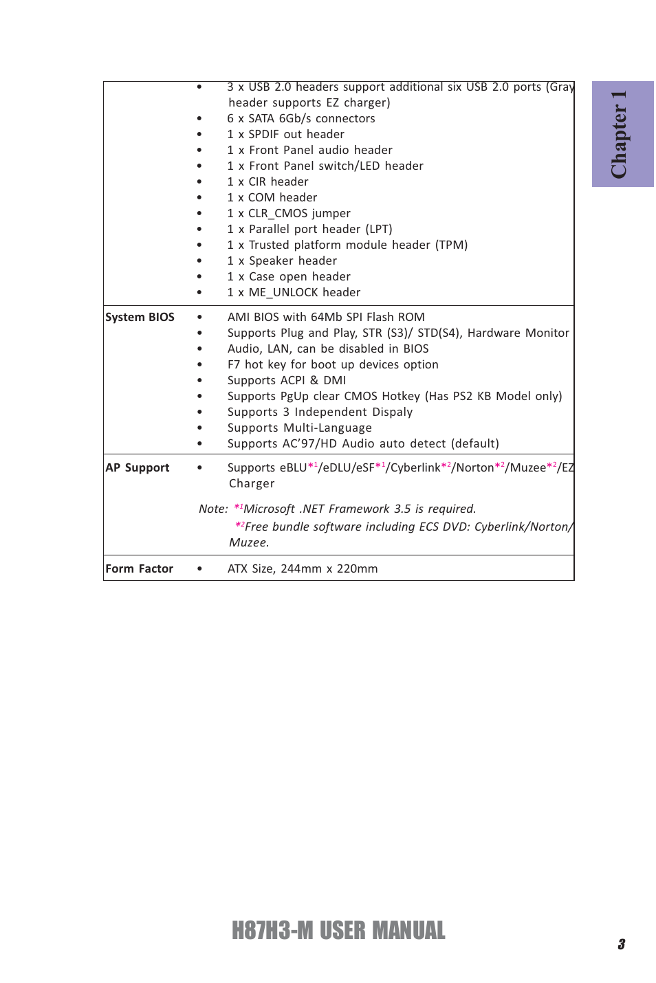 H87h3-m user manual, Chapter 1 | Elitegroup H87H3-M (V1.0) User Manual | Page 7 / 88