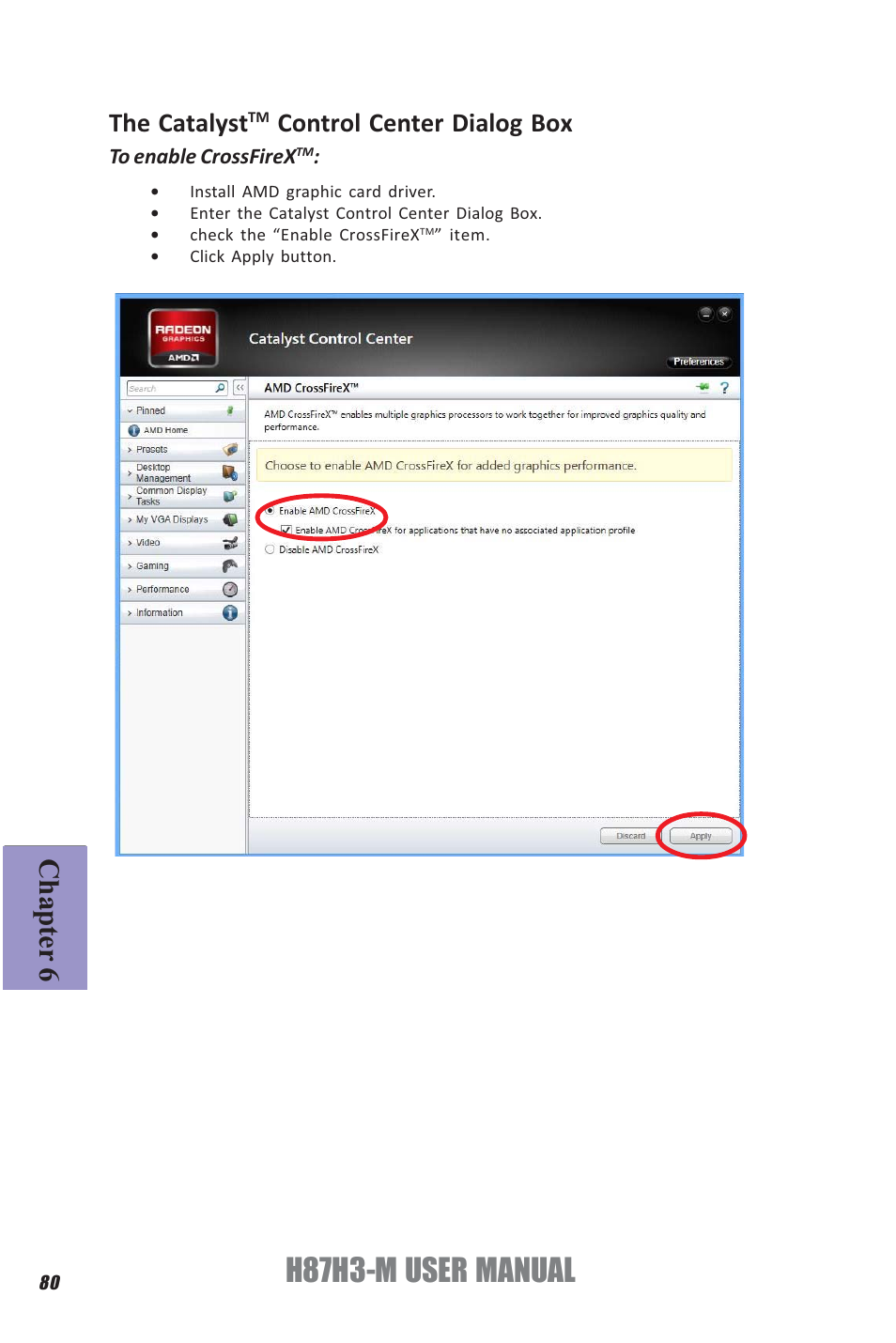 H87h3-m user manual, Chapter 6, The catalyst | Control center dialog box | Elitegroup H87H3-M (V1.0) User Manual | Page 84 / 88