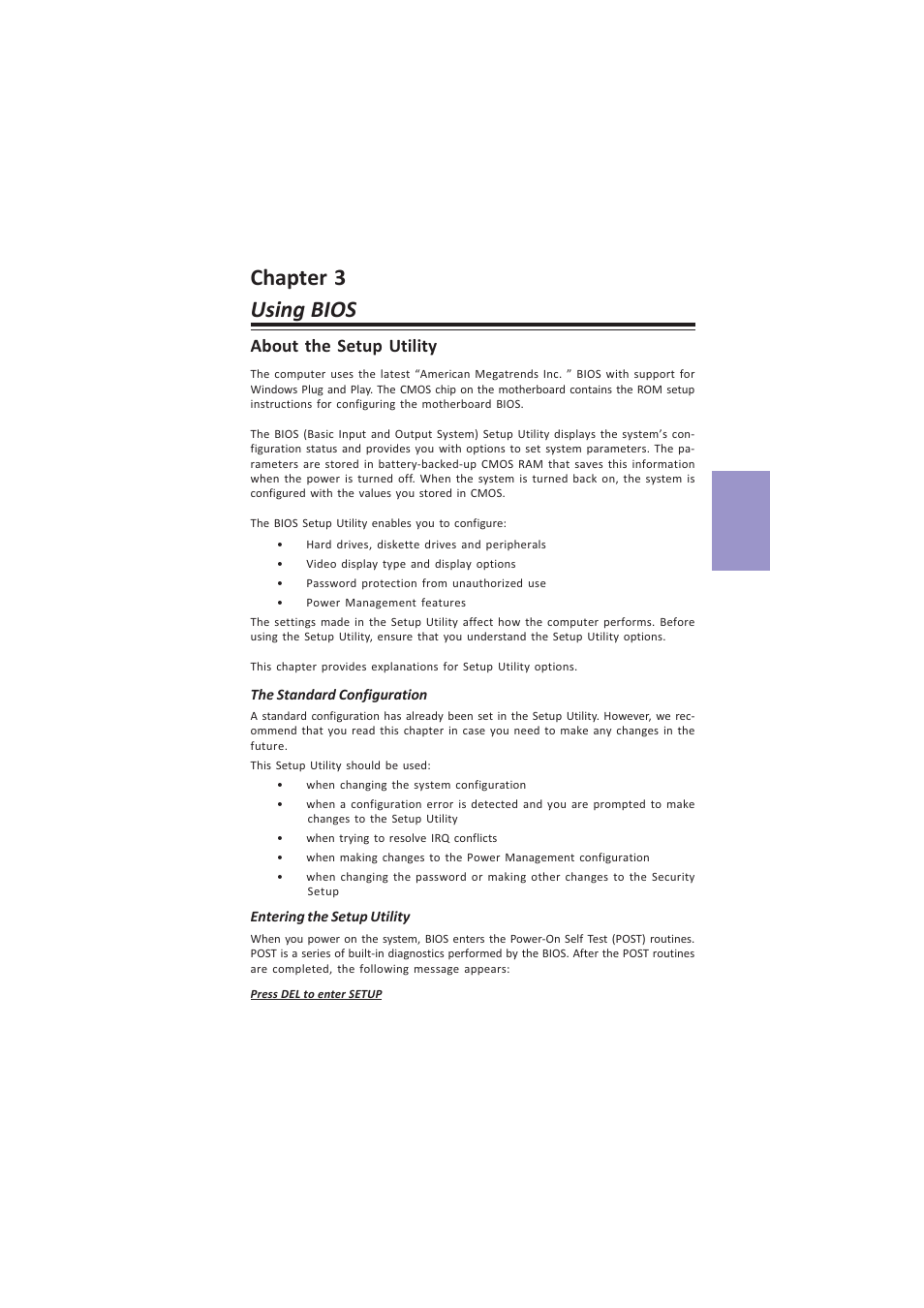 Chapter 3 using bios, Z87h3-a4 user manual, Chapter 3 | About the setup utility | Elitegroup Z87H3-A4 (V1.0) User Manual | Page 35 / 96