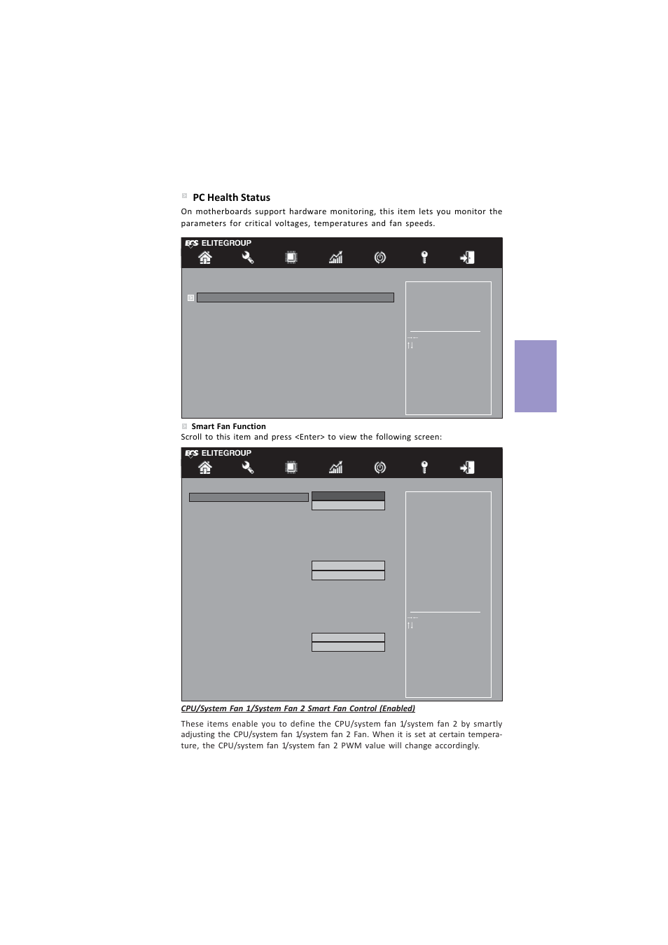 Z87h3-a4 user manual, Chapter 3, Pc health status | Elitegroup Z87H3-A4 (V1.0) User Manual | Page 41 / 96