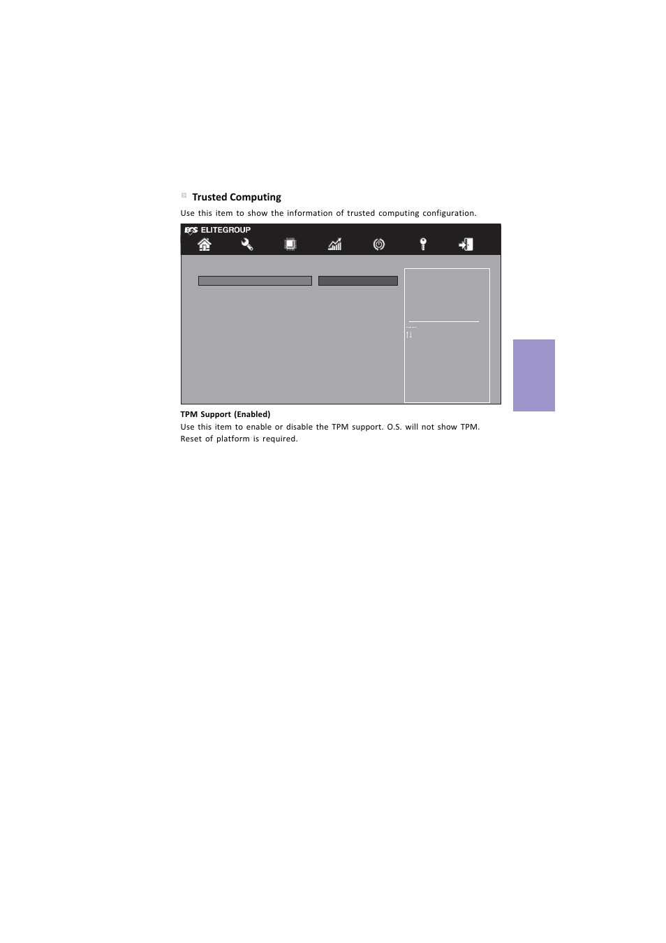 Z87h3-a4 user manual, Chapter 3, Trusted computing | Elitegroup Z87H3-A4 (V1.0) User Manual | Page 55 / 96