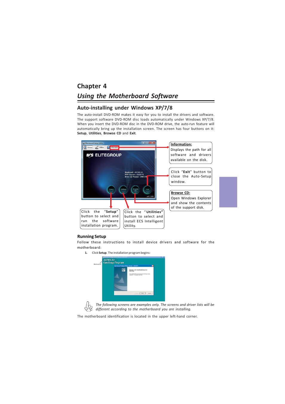 Chapter 4 using the motherboard software, Z87h3-a4 user manual, Chapter 4 | Auto-installing under windows xp/7/8 | Elitegroup Z87H3-A4 (V1.0) User Manual | Page 77 / 96