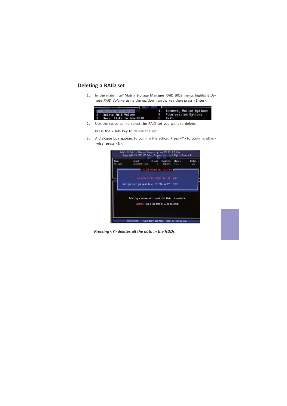 Z87h3-a4 user manual, Chapter 5, Deleting a raid set | Elitegroup Z87H3-A4 (V1.0) User Manual | Page 87 / 96