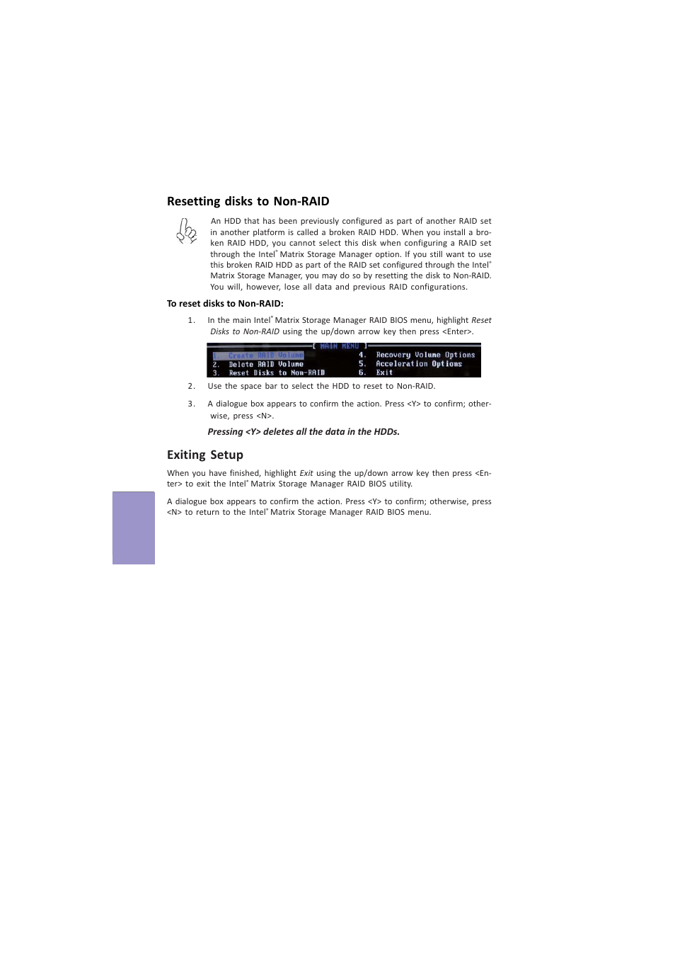 Z87h3-a4 user manual, Chapter 5, Resetting disks to non-raid | Exiting setup | Elitegroup Z87H3-A4 (V1.0) User Manual | Page 88 / 96