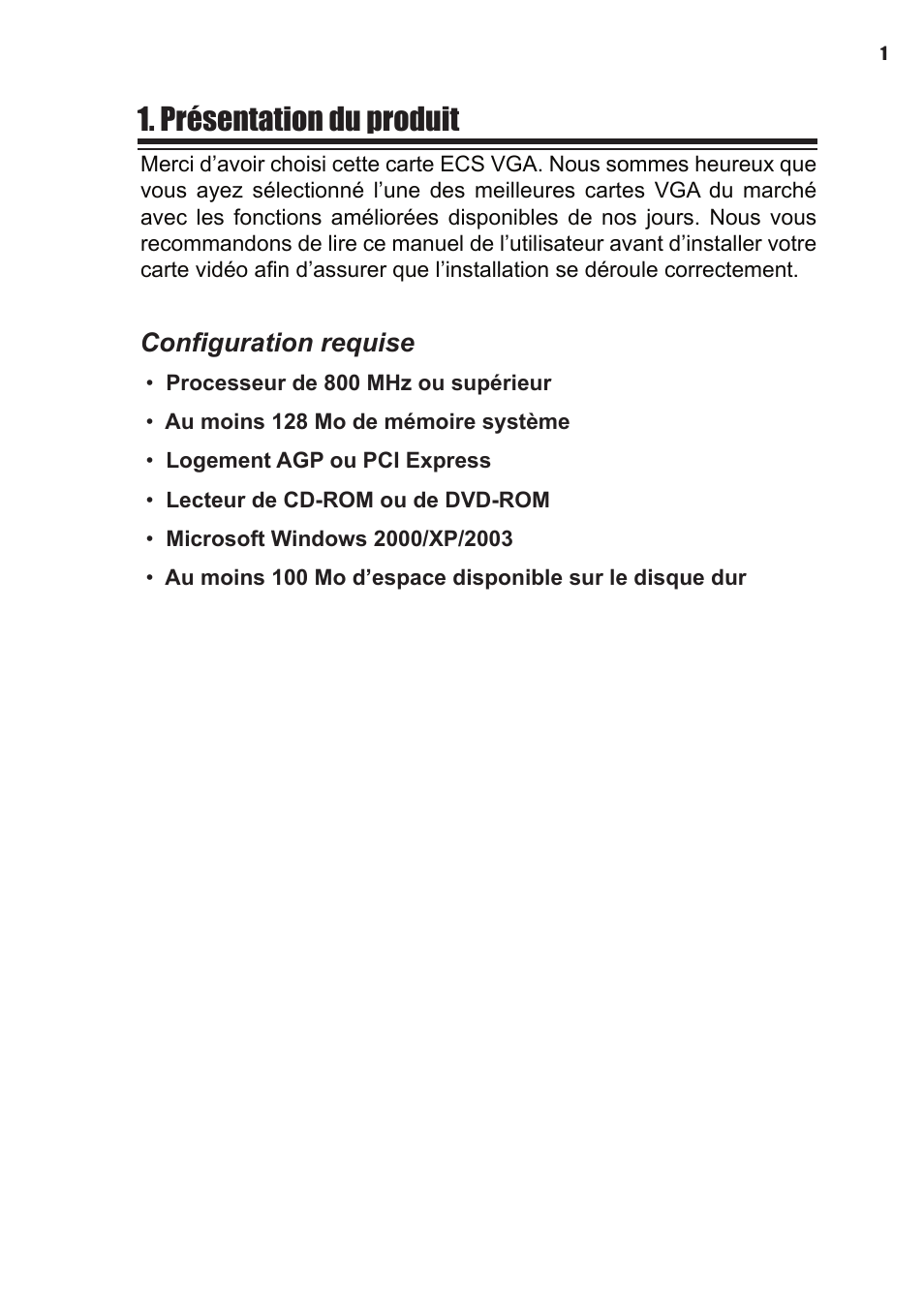 Présentation du produit, Conﬁguration requise | Elitegroup NVIDIA VGA cards User Manual | Page 21 / 110