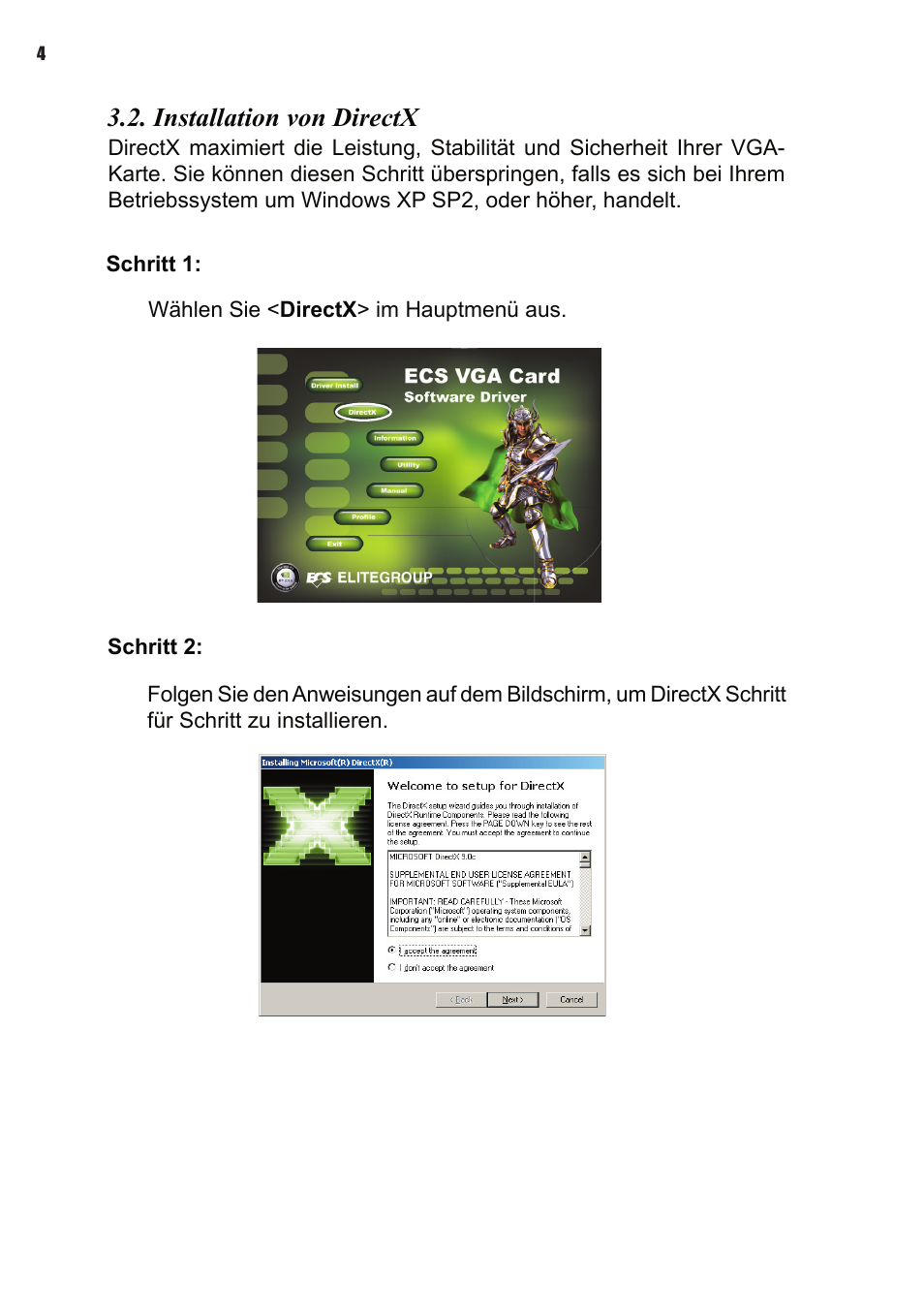 Installation von directx | Elitegroup NVIDIA VGA cards User Manual | Page 42 / 110