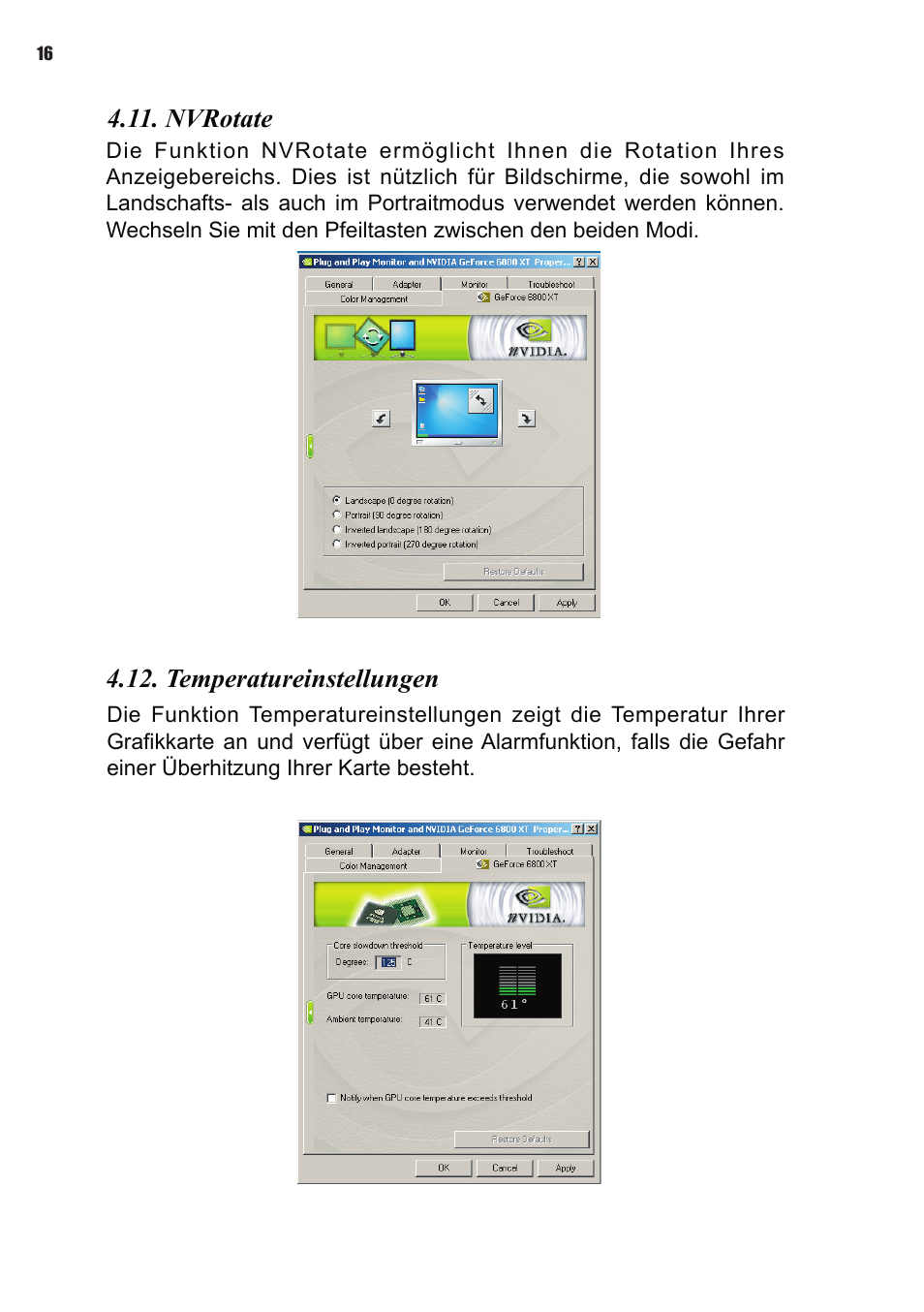 Nvrotate, Temperatureinstellungen | Elitegroup NVIDIA VGA cards User Manual | Page 54 / 110