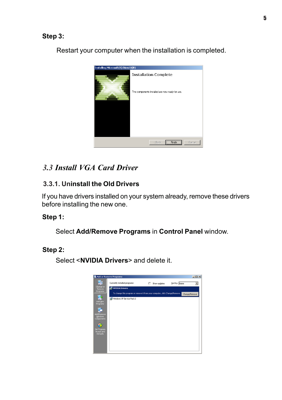 3 install vga card driver | Elitegroup NVIDIA VGA cards User Manual | Page 7 / 110