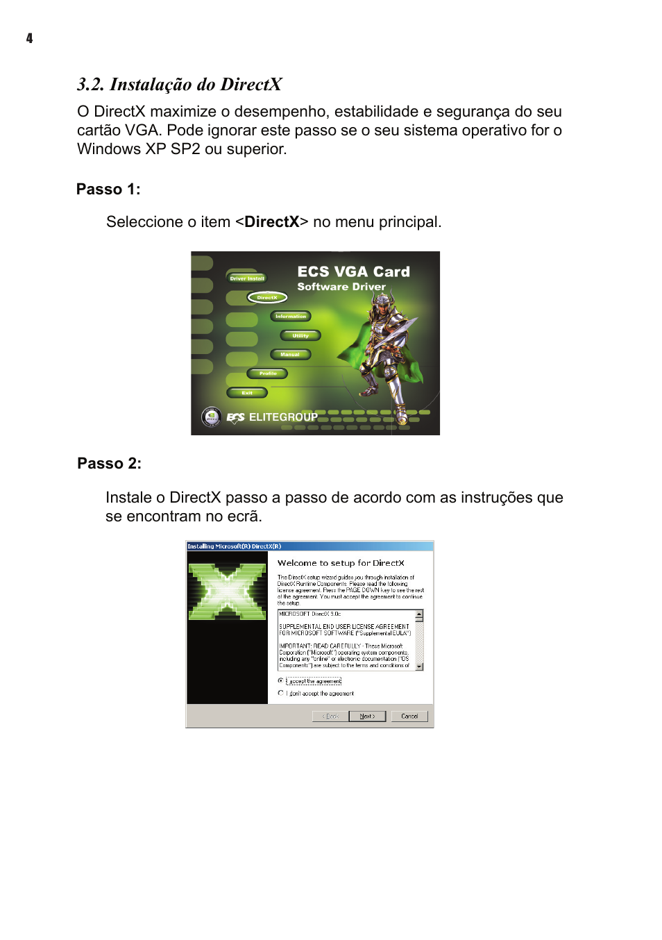 Instalação do directx | Elitegroup NVIDIA VGA cards User Manual | Page 78 / 110