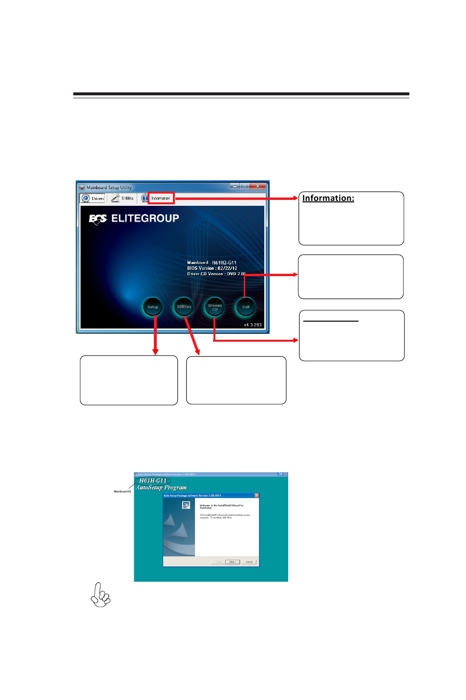 Using the motherboard software, Using the motherboard software chapter 4, Auto-installing under windows xp/7/8 | Elitegroup H61H-G11 (V2.0) User Manual | Page 47 / 54