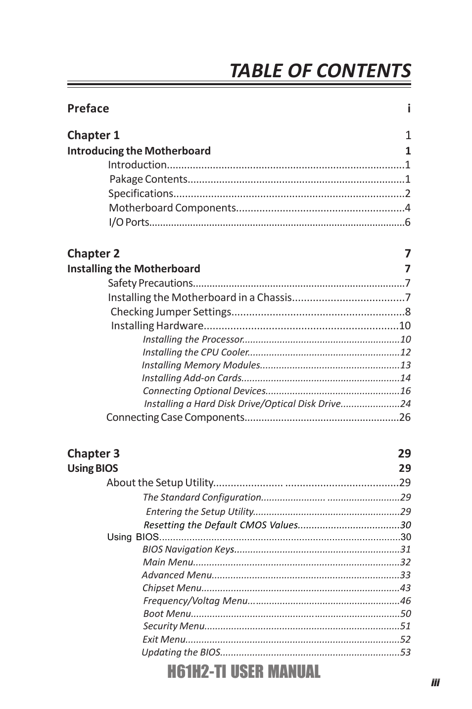 Elitegroup H61H2-TI (V1.0) User Manual | Page 3 / 66