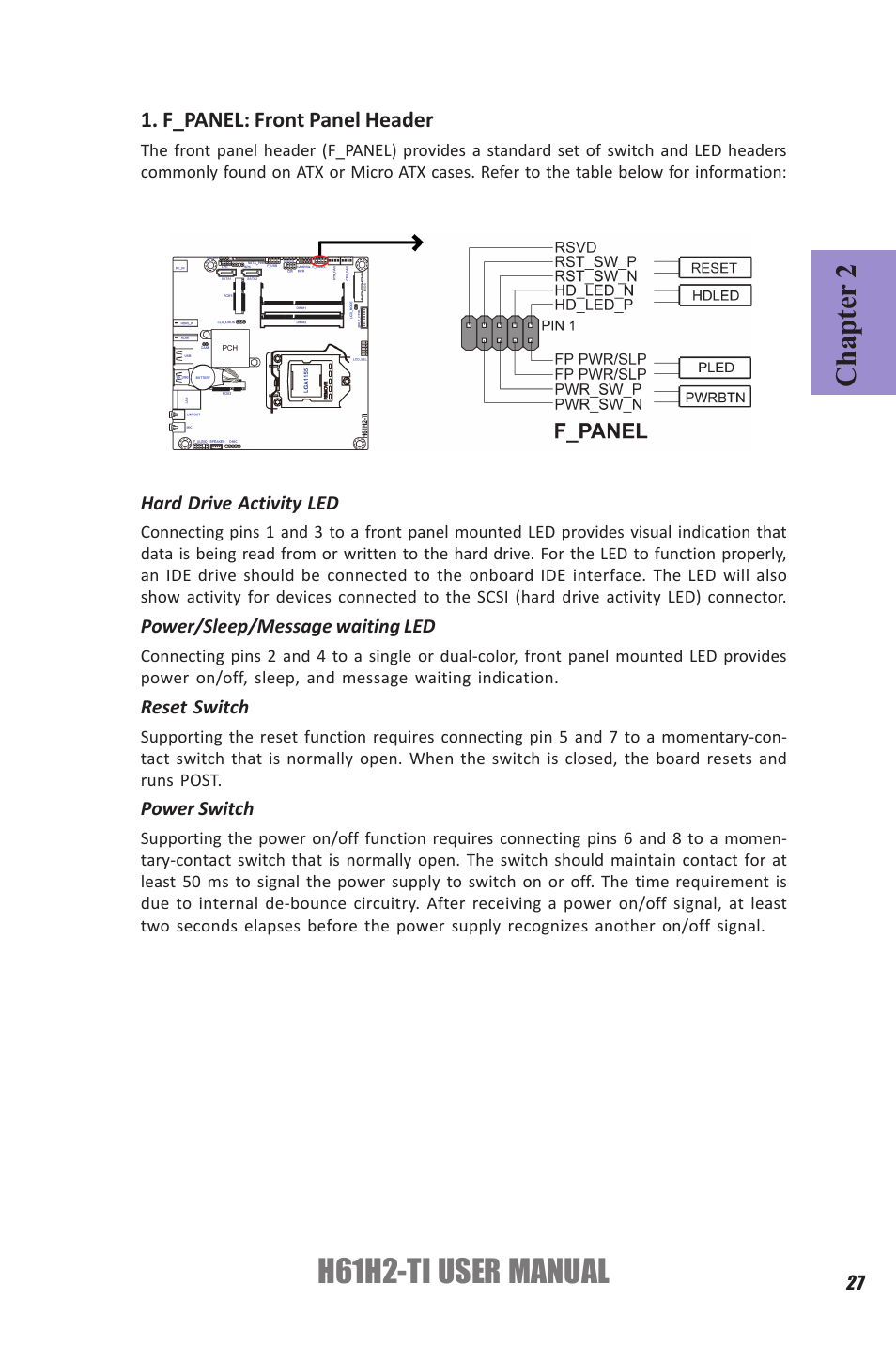 H61h2-ti user manual, Chapter 2 | Elitegroup H61H2-TI (V1.0) User Manual | Page 31 / 66