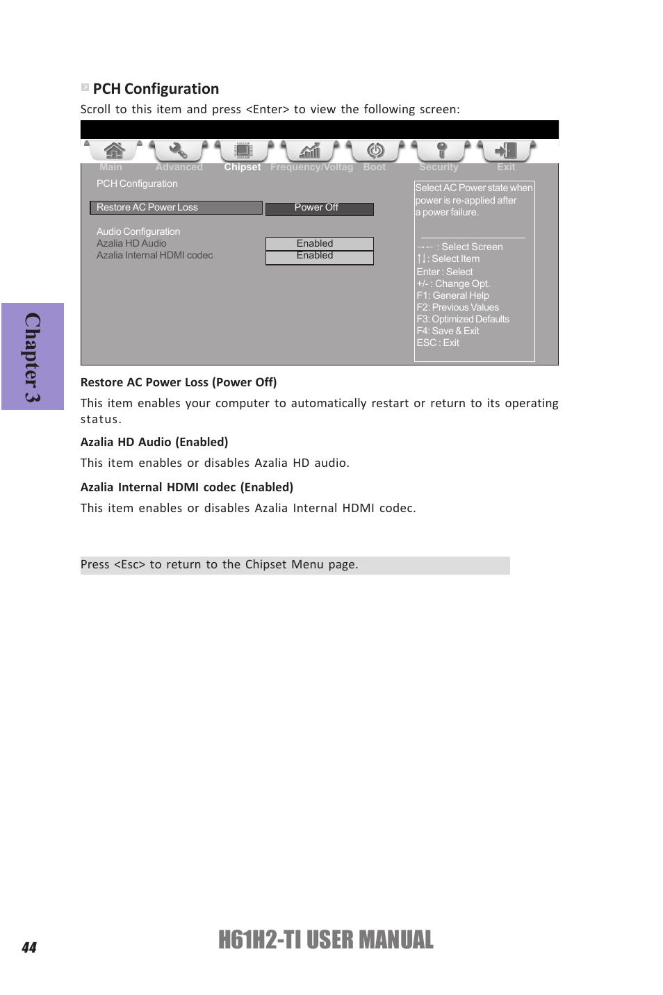 H61h2-ti user manual, Chapter 3, Pch configuration | Elitegroup H61H2-TI (V1.0) User Manual | Page 48 / 66