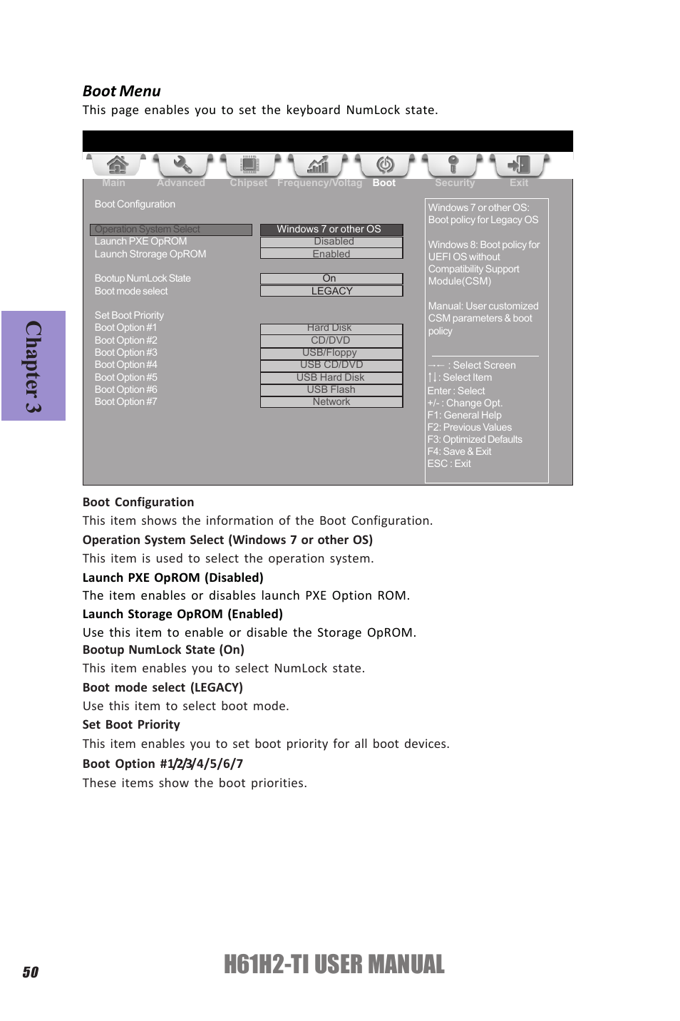 H61h2-ti user manual, Chapter 3, Boot menu | Elitegroup H61H2-TI (V1.0) User Manual | Page 54 / 66