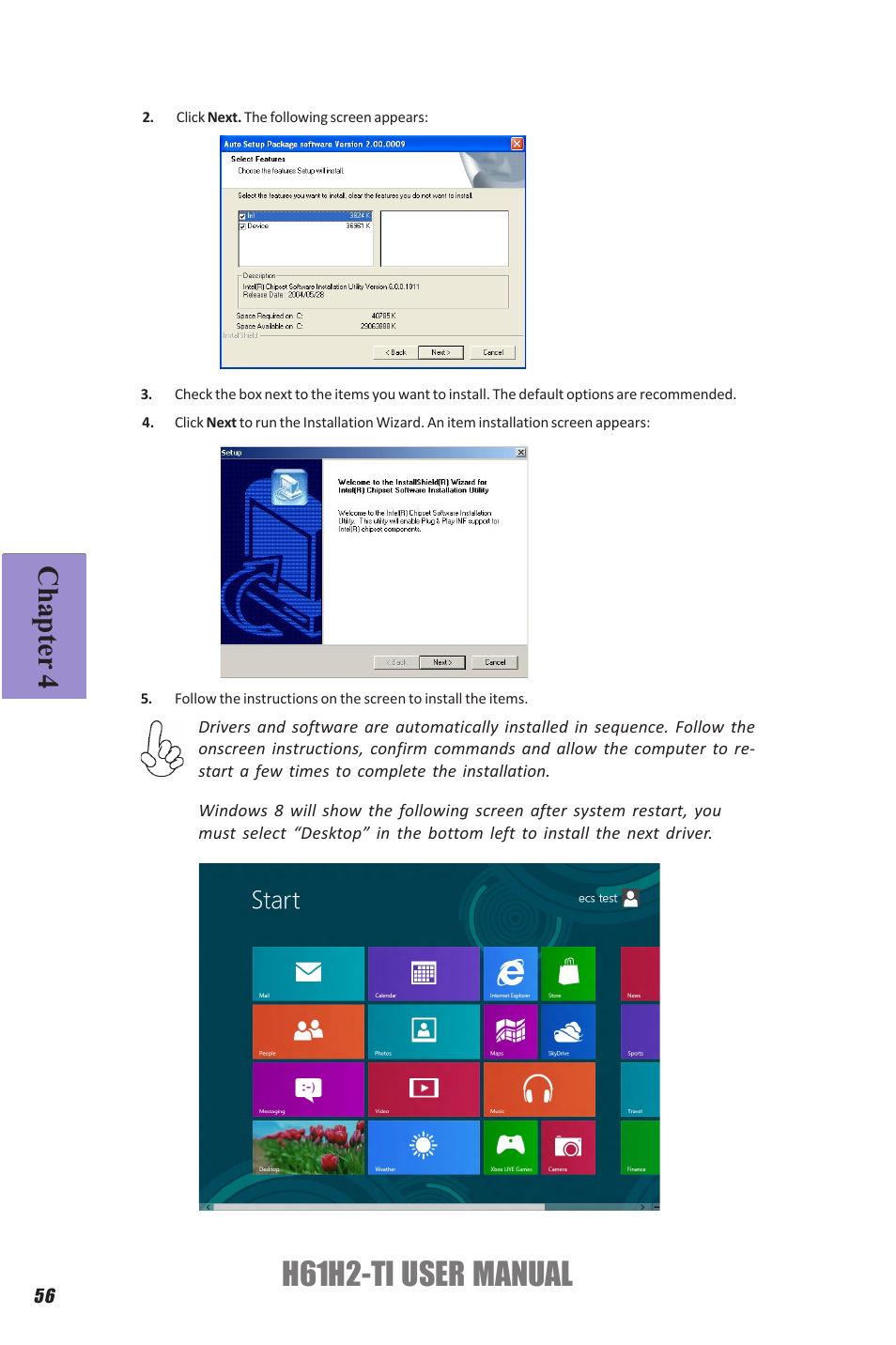 H61h2-ti user manual, Chapter 4 | Elitegroup H61H2-TI (V1.0) User Manual | Page 60 / 66