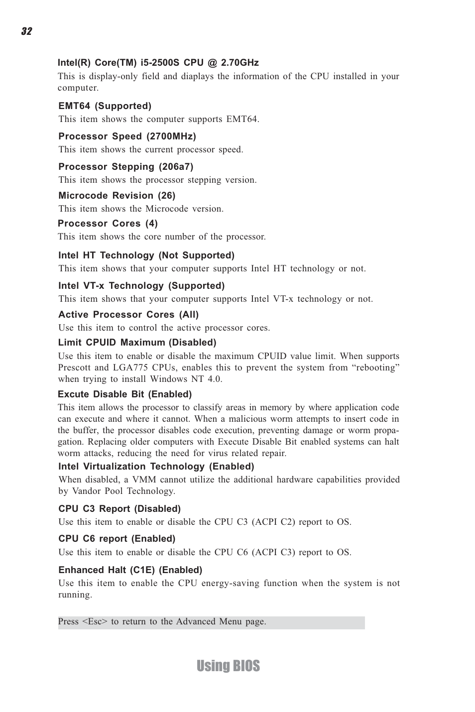 Using bios | Elitegroup H61H-G11 (V1.0) User Manual | Page 36 / 52