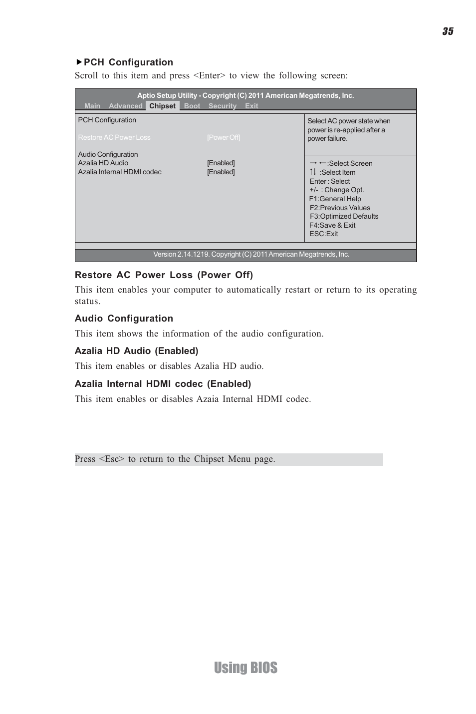 Using bios | Elitegroup H61H-G11 (V1.0) User Manual | Page 39 / 52