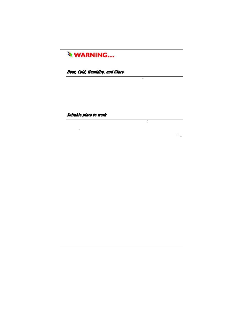 Umidity, Lare, Uitable place to work | Elitegroup MB40II ID 7 User Manual | Page 16 / 71