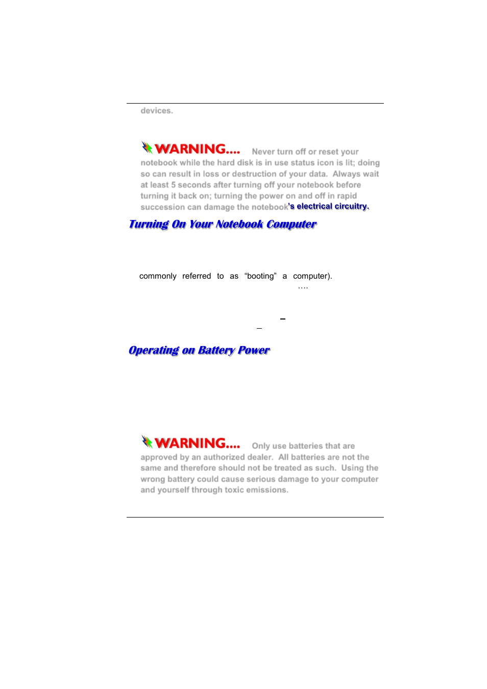 Urning, Otebook, Omputer | Perating on, Attery, Ower, Operating on battery power | Elitegroup MB40II ID 6 User Manual | Page 26 / 57
