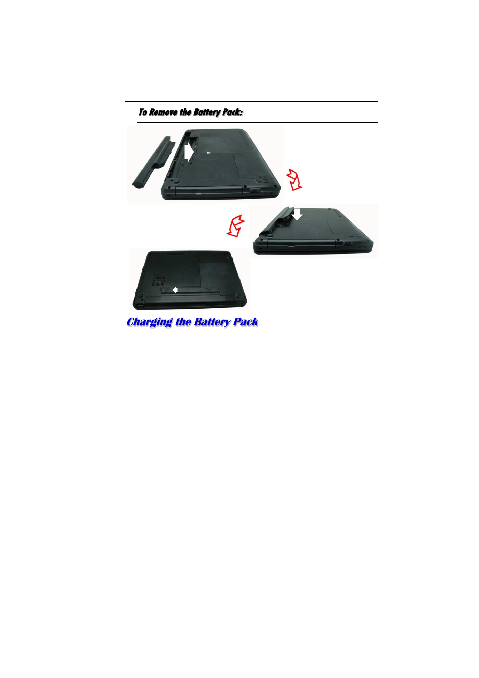 To remove the battery pack, Harging the, Attery | Charging the battery pack | Elitegroup MB40II ID 6 User Manual | Page 28 / 57