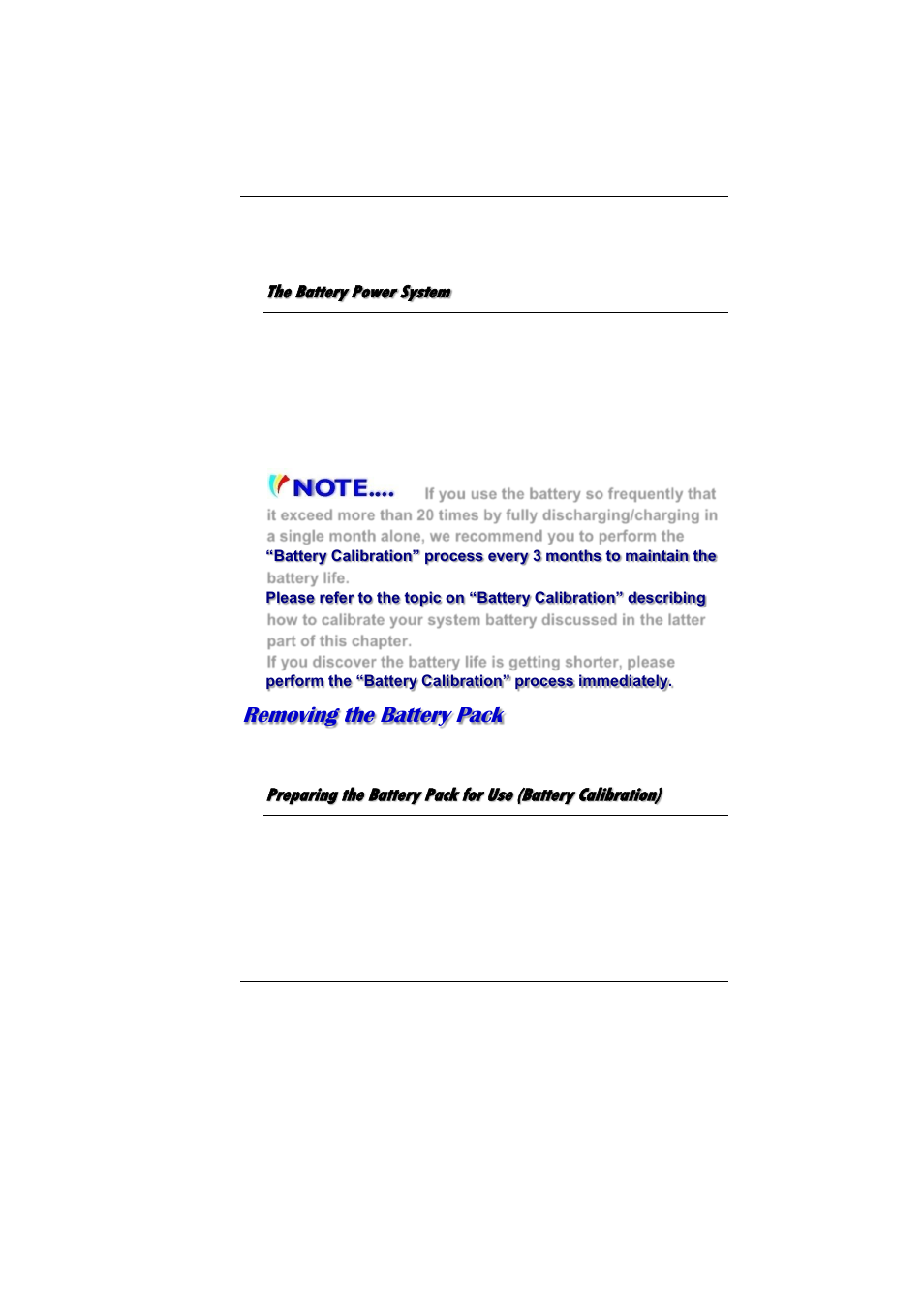 The battery power system, Emoving the, Attery | Removing the battery pack | Elitegroup MB40II ID 6 User Manual | Page 33 / 57