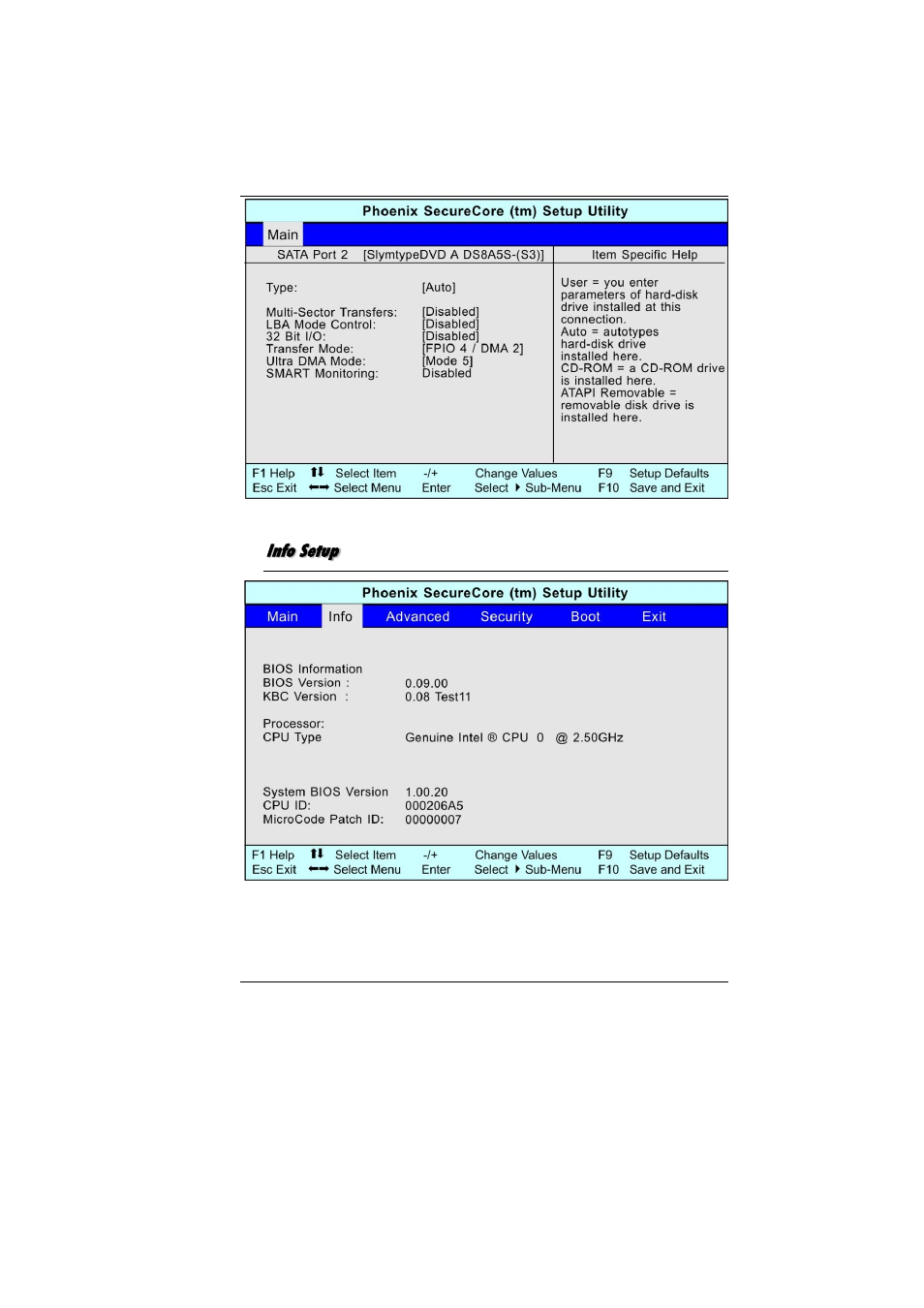 Info setup | Elitegroup MB40II ID 6 User Manual | Page 48 / 57