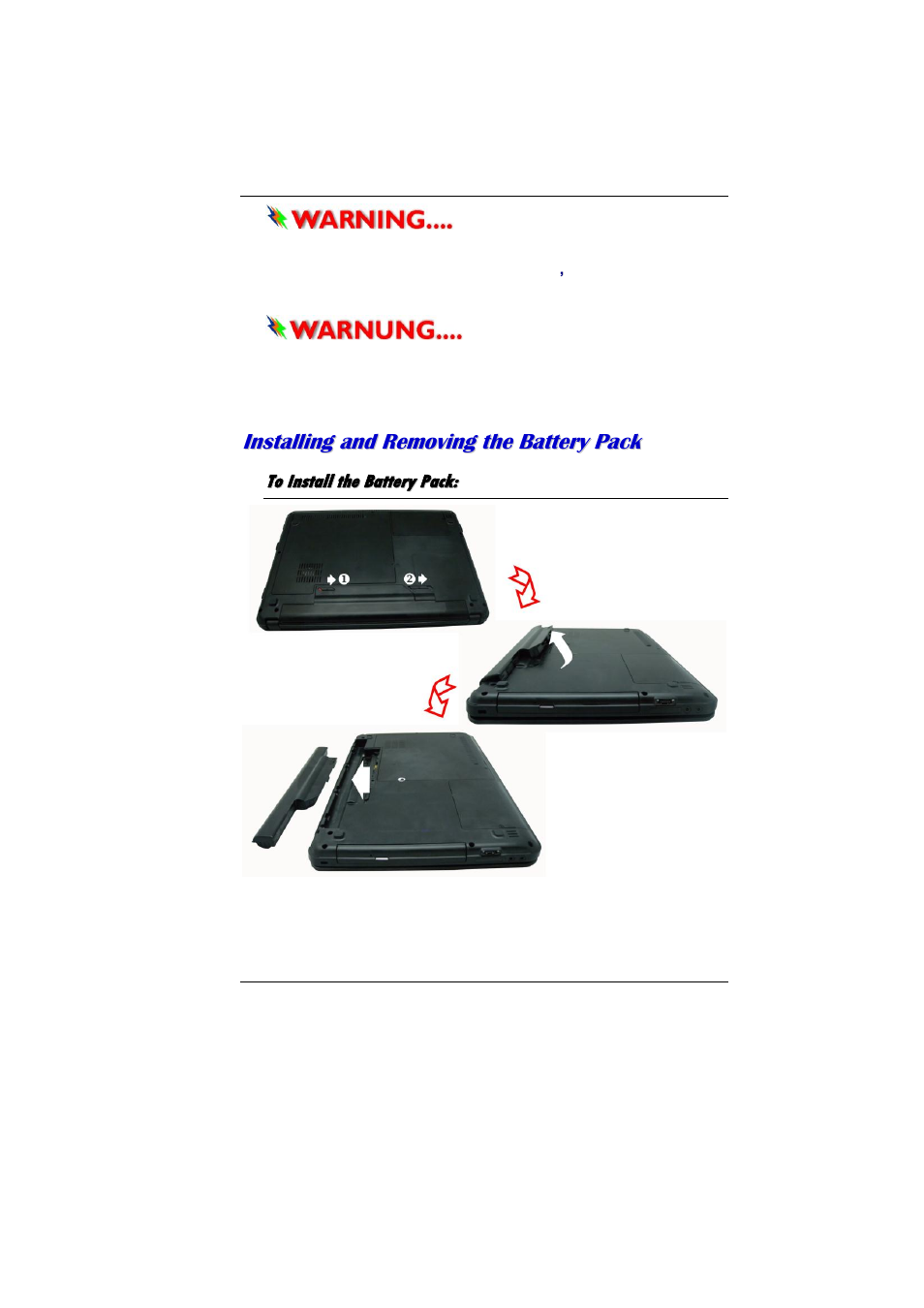Nstalling and, Emoving the, Attery | To install the battery pack | Elitegroup MB40II ID 5 User Manual | Page 28 / 56