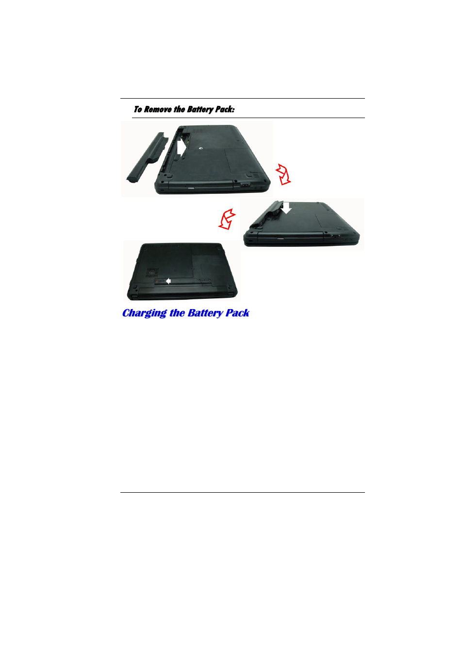 To remove the battery pack, Harging the, Attery | Elitegroup MB40II ID 5 User Manual | Page 29 / 56
