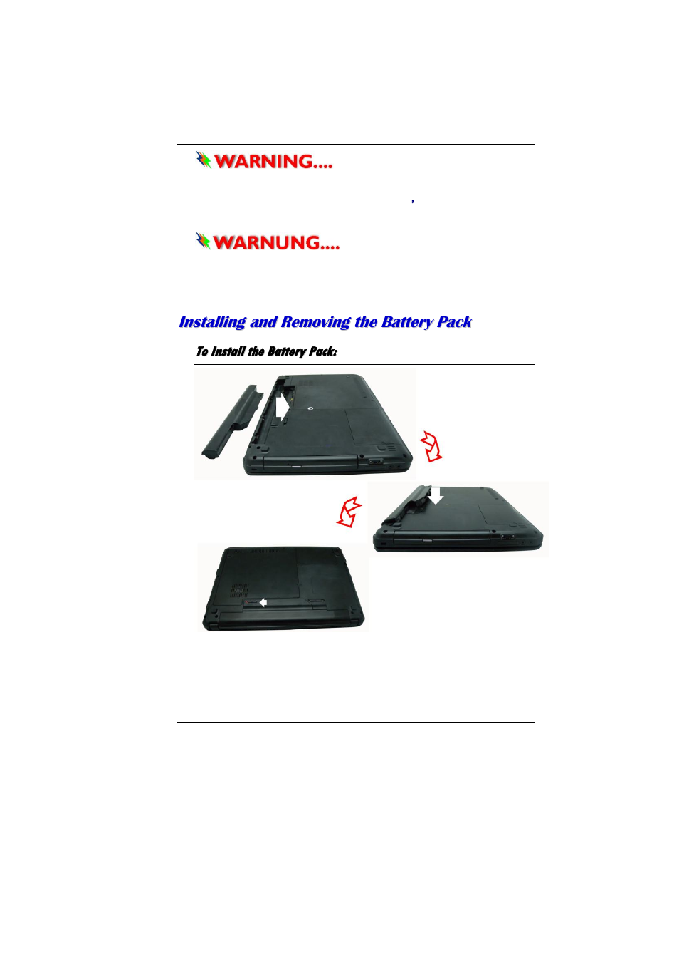 To install the battery pack | Elitegroup MB40II ID 4 User Manual | Page 25 / 53